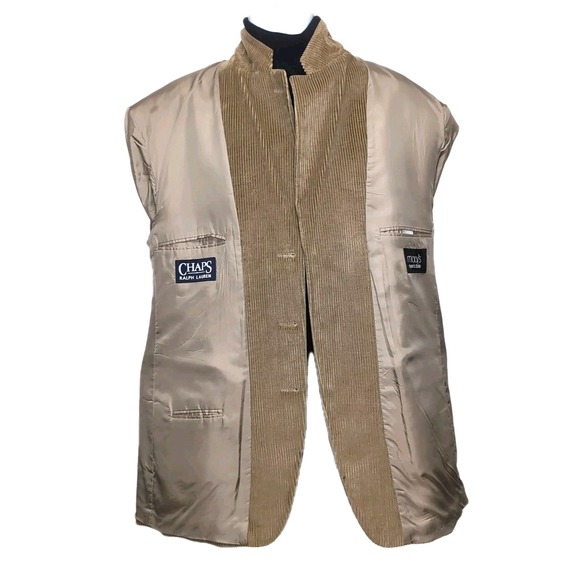 VTG Chaps Ralph Lauren Corduroy Sport Coat Mens L Brown 3 Button‎ Jacket Blazer - Picture 3 of 16